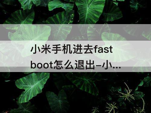 小米手机进去fastboot怎么退出-小米手机进去fastboot怎么退出来