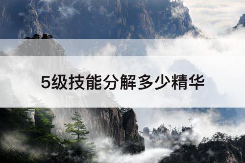 5级技能分解多少精华