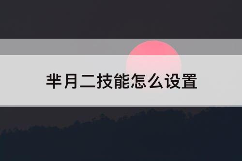 芈月二技能怎么设置