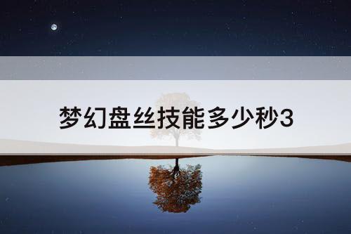 梦幻盘丝技能多少秒3