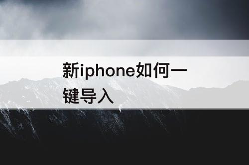 新iphone如何一键导入