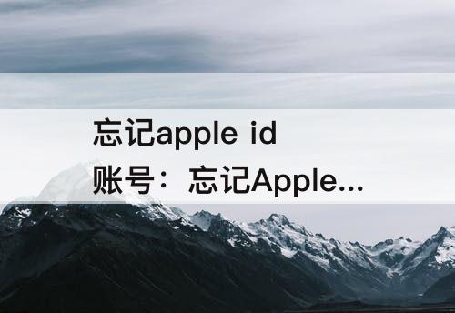 忘记apple id账号：忘记Apple ID账号怎么修改